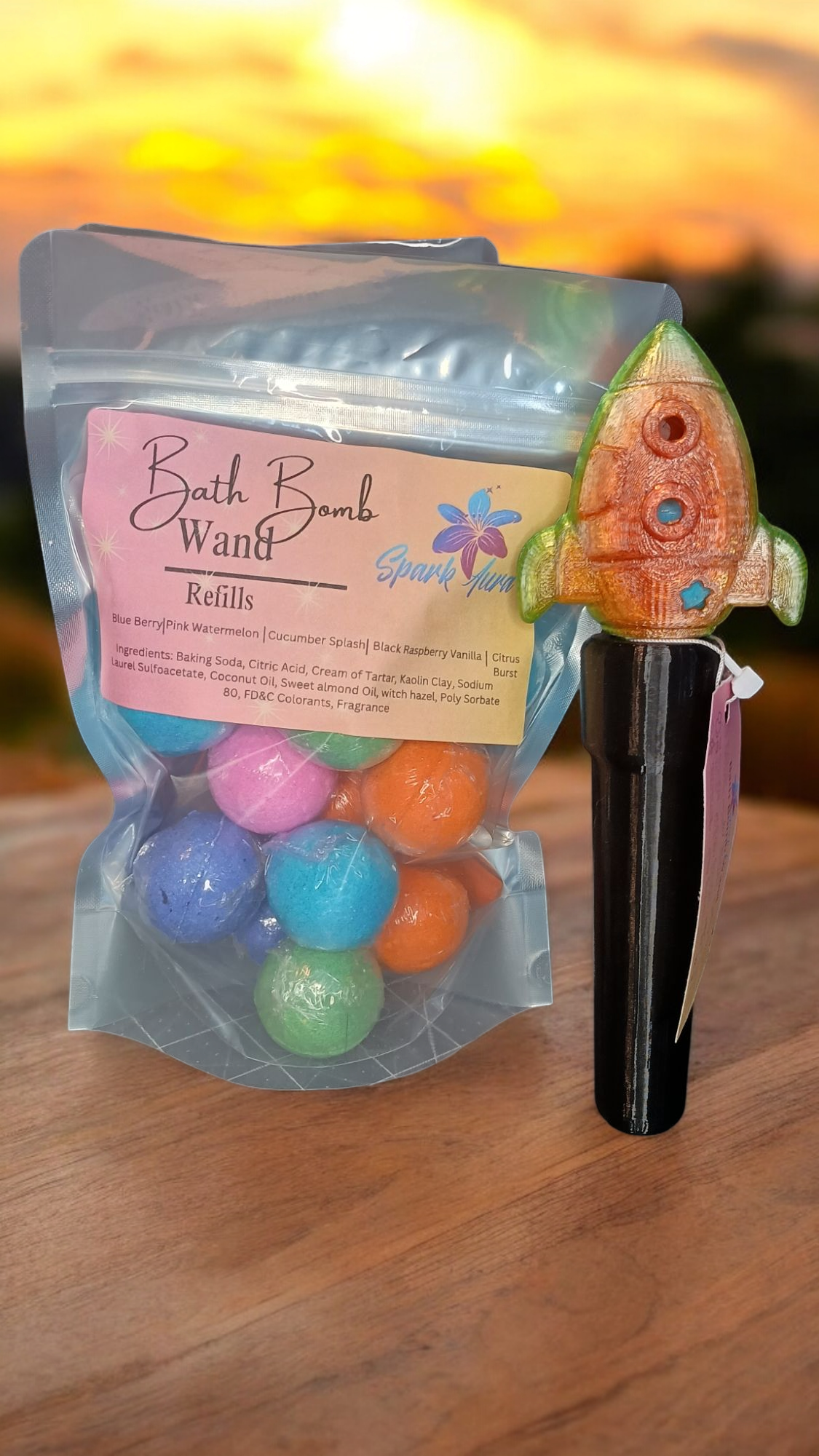 bag of mini 2oz round bath bombs Spark Aura bath bomb scent collection Bath Bomb 12