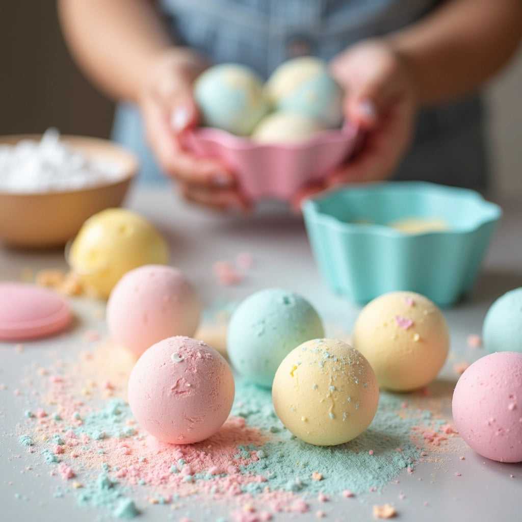 bag of mini 2oz round bath bombs Spark Aura bath bomb scent collection Bath Bomb 12
