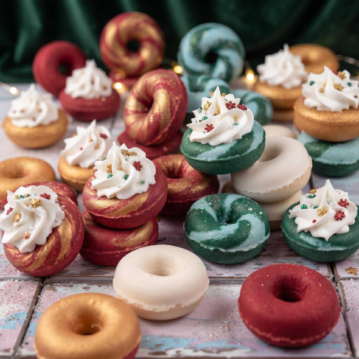 Christmas Donut Bathboms 2oz Set of 6 Spark Aura Bath Bombs & Shower Steamers Bath Bomb 14